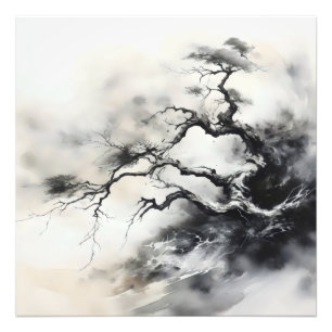 Abstrakt Nature Träd Bläck Painting Fototryck