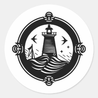 Abstrakt Nautical: A Minimalist Approach Runt Klistermärke