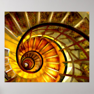 Abstrakt Nautilusspiraltrappuppgång Poster