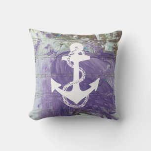 abstrakt nautisk ANCHOR + ROPE tvåsidigt   Kudde