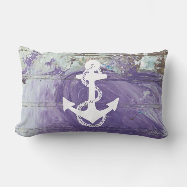 abstrakt nautisk ANCHOR + ROPE tvåsidigt | Lumbarkudde (Framsida)