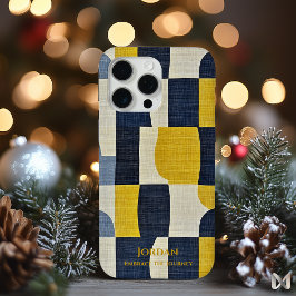 Abstrakt Navy och Mustard Kurvor - Minimalist Art