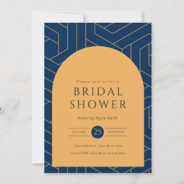 Abstrakt Navy och Mustard Möhippa Inbjudningar