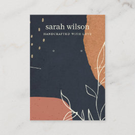 Abstrakt Navy Orange Löv Necklace Earring Visning Visitkort
