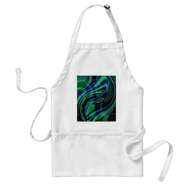 Abstrakt Neon Aqua N Blue Vågar Förkläde (Framsidan)