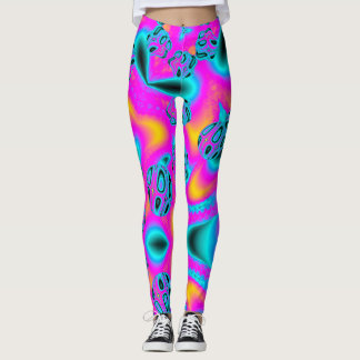 Abstrakt Neon Background med Glowing Mönster Leggings