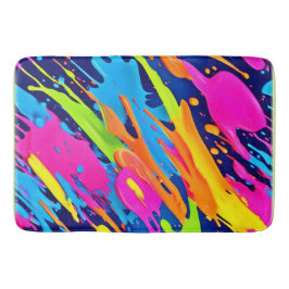 Abstrakt Neon Brushstrokes Stänk Art Badrumsmatta
