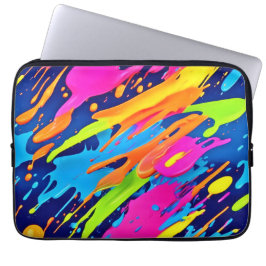 Abstrakt Neon Brushstrokes Stänk Art Laptop Fodral