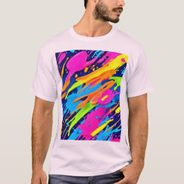 Abstrakt Neon Brushstrokes Stänk Art T Shirt