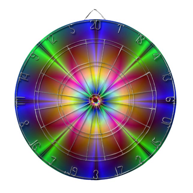 Abstrakt Neon Daisy Dart Board Darttavla (Framsidan)