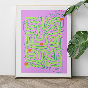 Abstrakt Neon Doodles Poster