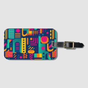 Abstrakt neon färg och geometriska bohemiformer bagagebricka