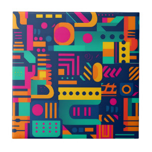 Abstrakt neon färg och geometriska bohemiformer kakelplatta