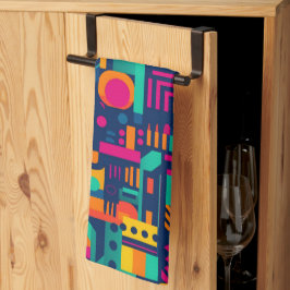 Abstrakt neon färg och geometriska bohemiformer kökshandduk