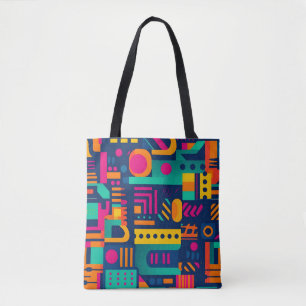 Abstrakt neon färg och geometriska bohemiformer tygkasse