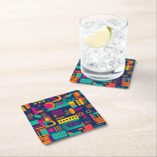 Abstrakt neon färg och geometriska bohemiformer underlägg papper kvadrat