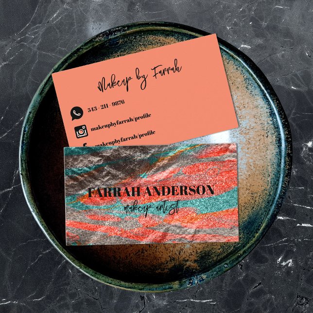 Abstrakt Neon Färgad Metallic Faux Foil Visitkort (Skapare uppladdad)