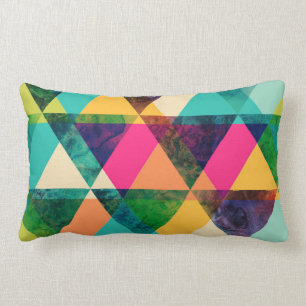 Abstrakt Neon Geometric Print Triangles Lumbarkudde
