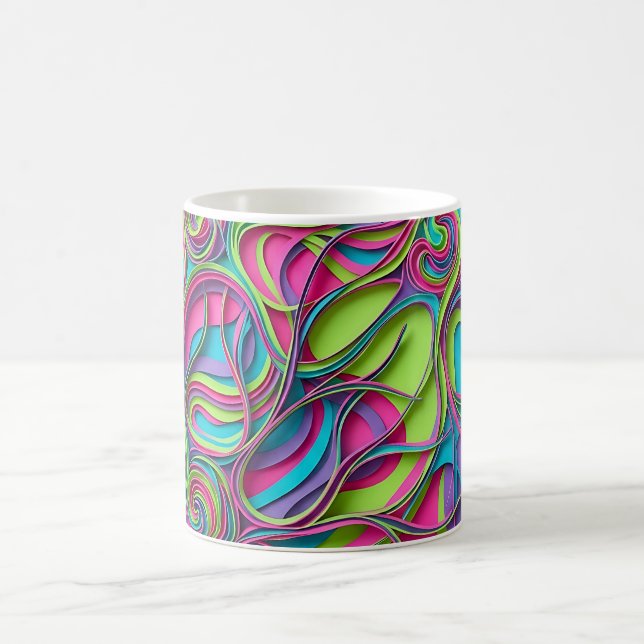 Abstrakt Neon Hjärnnätverk Kaffe Mugg (Center)