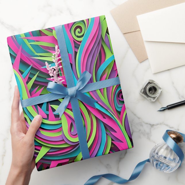 Abstrakt neon-kaktus-ökenpresentpapper presentpapper (Gifting)