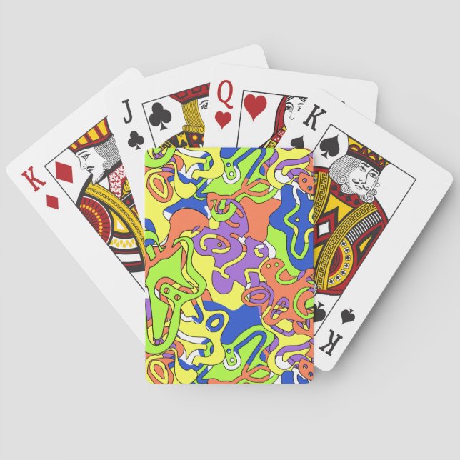 Abstrakt neon-klotter labyrintmönster casinokort (Baksidan)
