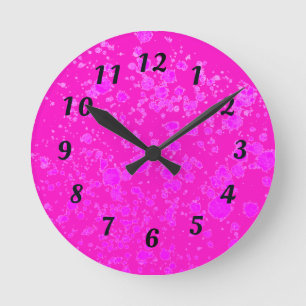Abstrakt Neon Lila and Black Retro Wall Clock Rund Klocka