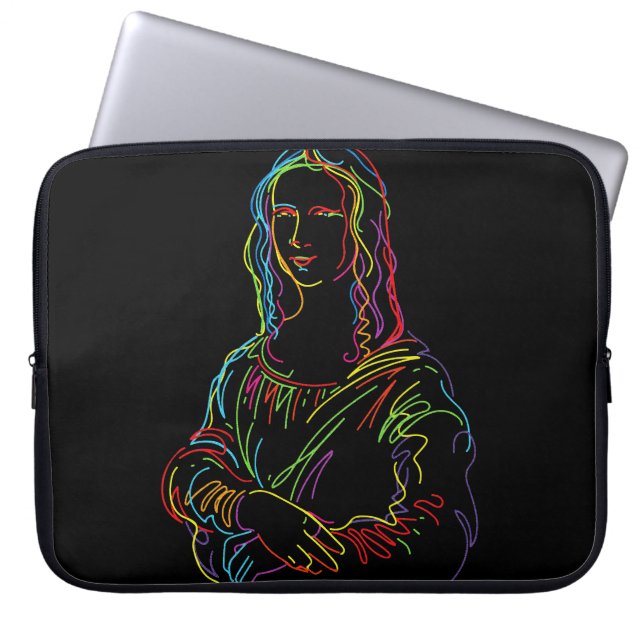 Abstrakt Neon Mona Lisa Linje Konst Laptop Fodral (Framsidan)
