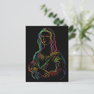 Abstrakt Neon Mona Lisa Linje Konst Vykort