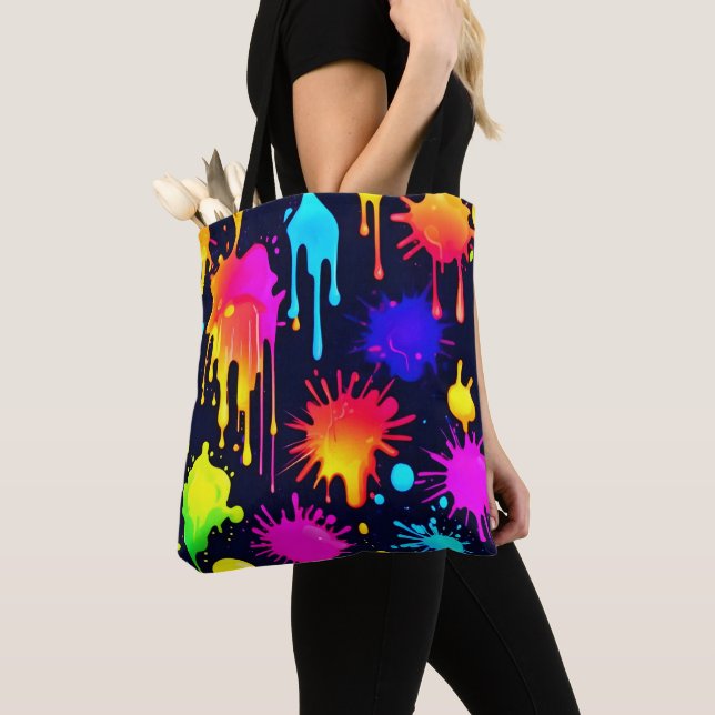 Abstrakt Neon Paint Drift Art Tygkasse (Närbild)