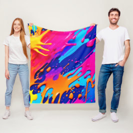 Abstrakt Neon Paint Drift Design Fleecefilt