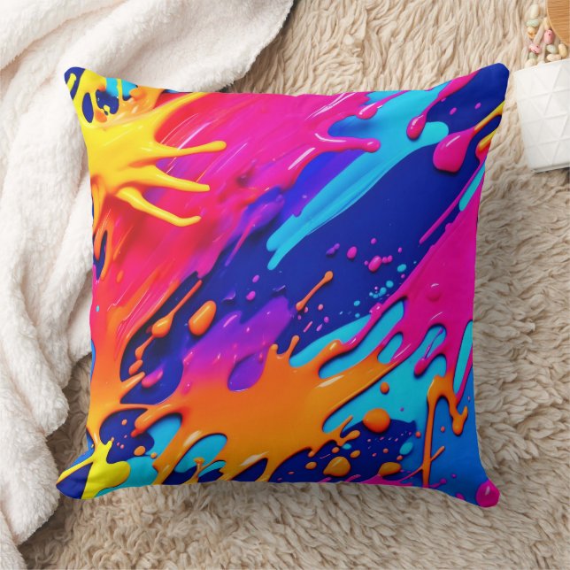 Abstrakt Neon Paint Drift Design Kudde (Filt)