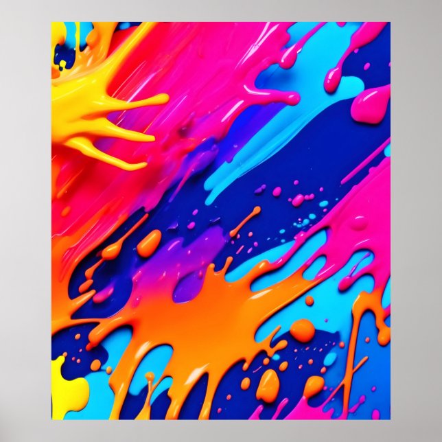 Abstrakt Neon Paint Drift Design Poster (Framsidan)