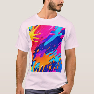 Abstrakt Neon Paint Drift Design T Shirt