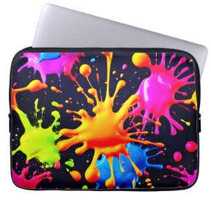 Abstrakt Neon Paint Stänk Artwork Laptop Fodral