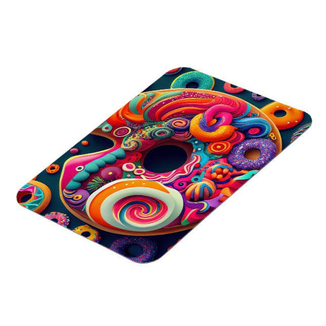 Abstrakt Neon Rainbow Donut Art Magnet (Vänstra Sidan)