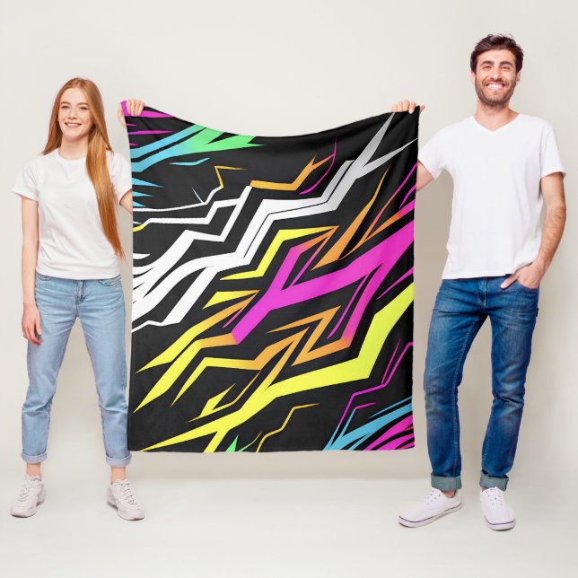 Abstrakt Neon Rand Fleecefilt (På plats)
