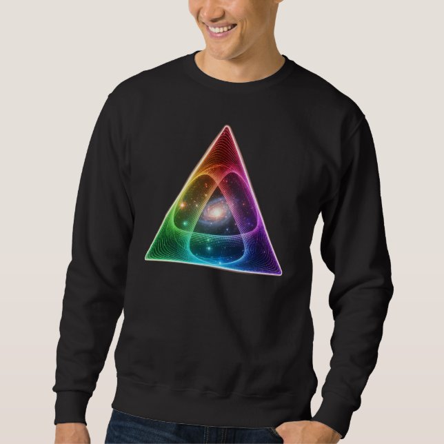 Abstrakt neon regnbågstriangel geometrisk prismako lång ärmad tröja (Framsida)