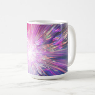 Abstrakt neon rosa och blå energismäll grafisk kaffemugg