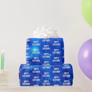 Abstrakt Neon Rymden Birthday Presentpapper