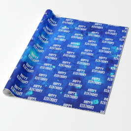 Abstrakt Neon Rymden Birthday Presentpapper