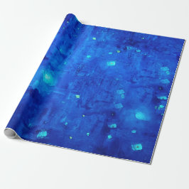 Abstrakt Neon Rymden Blue Presentpapper
