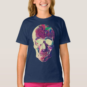 Abstrakt Neon Skalle: Vibrerande Kaos T Shirt