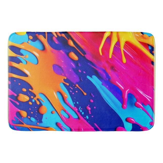Abstrakt neondesign med droppande färg badrumsmatta (Framsidan)