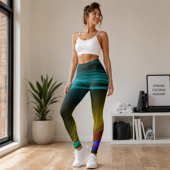 Abstrakt neonsurf Färgrik Modern  Leggings (Skapare uppladdad)