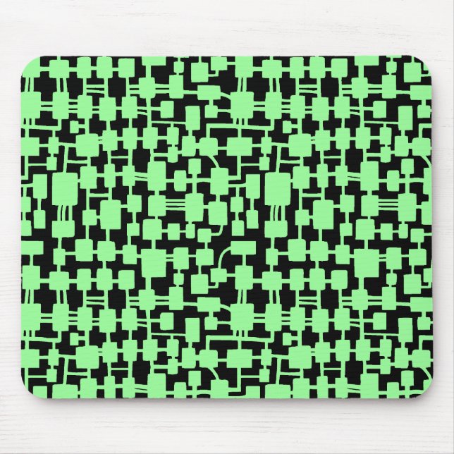 Abstrakt Network - Mint Grönt on Black Musmatta (Framsidan)