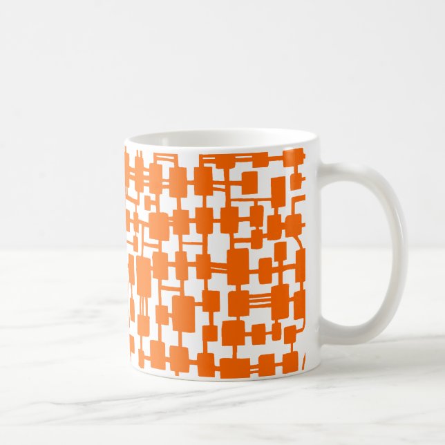 Abstrakt Network - Orange på vit Kaffemugg (Höger)