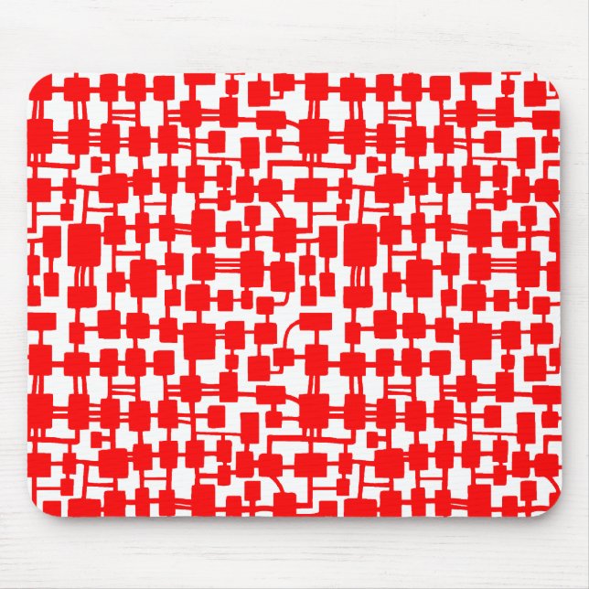 Abstrakt Network - Red on White Musmatta (Framsidan)