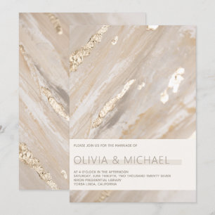 Abstrakt Neutralt Painterly Champagne Guld Modern Inbjudningar