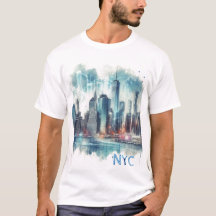Abstrakt New York City Akvarell T-Shirt