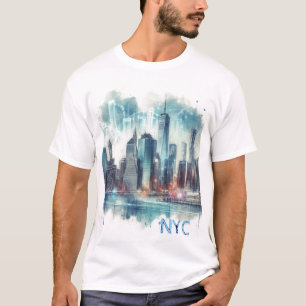 Abstrakt New York City Akvarell T-Shirt